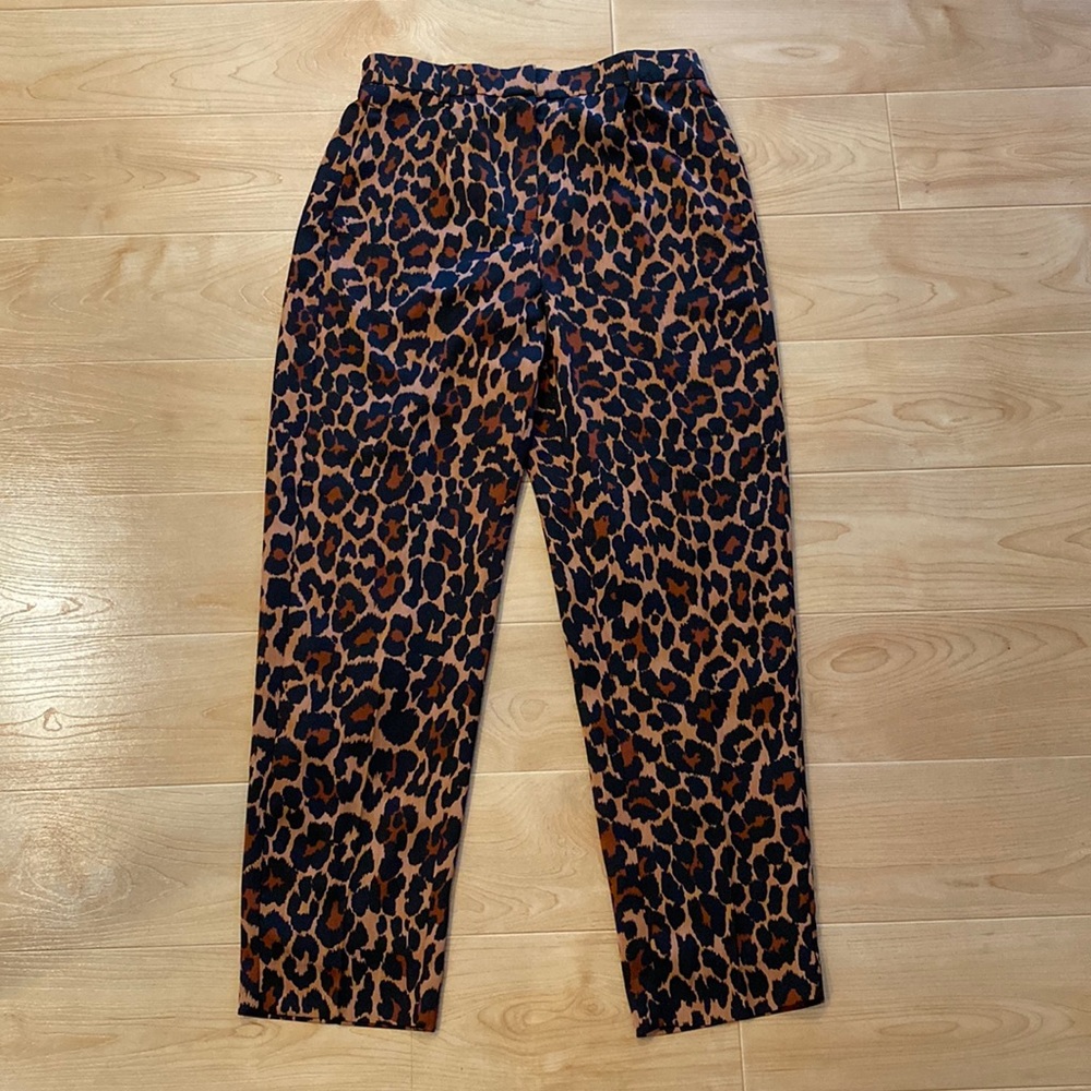J Crew High Rise wide leg trouser in leopard